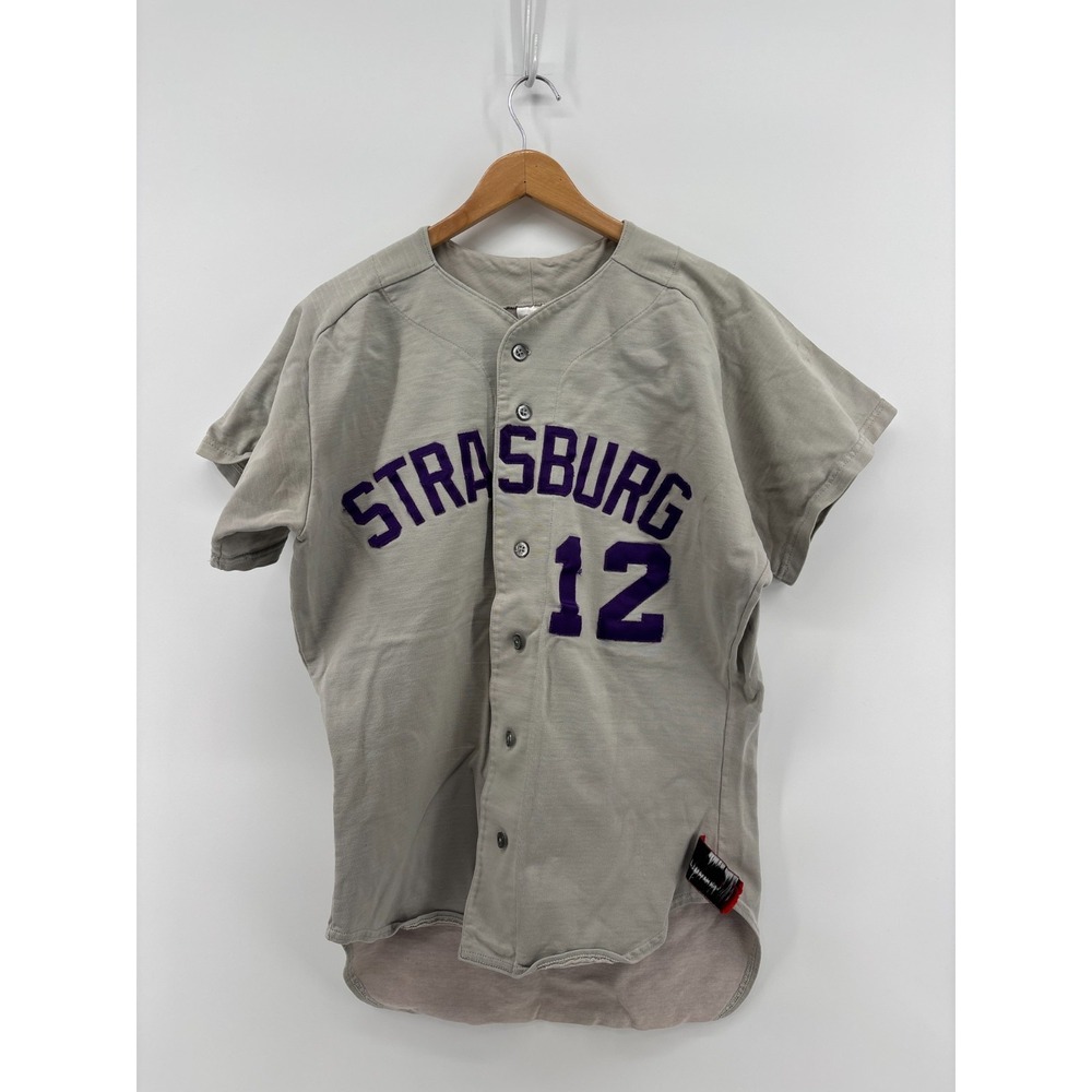 Rawlings Button Up Baseball Jersey Mens Gray Strasburg Virginia 12 Size 44 USA